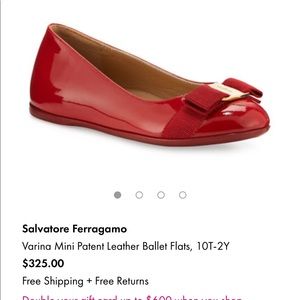ferragamo girls red mini varina flats